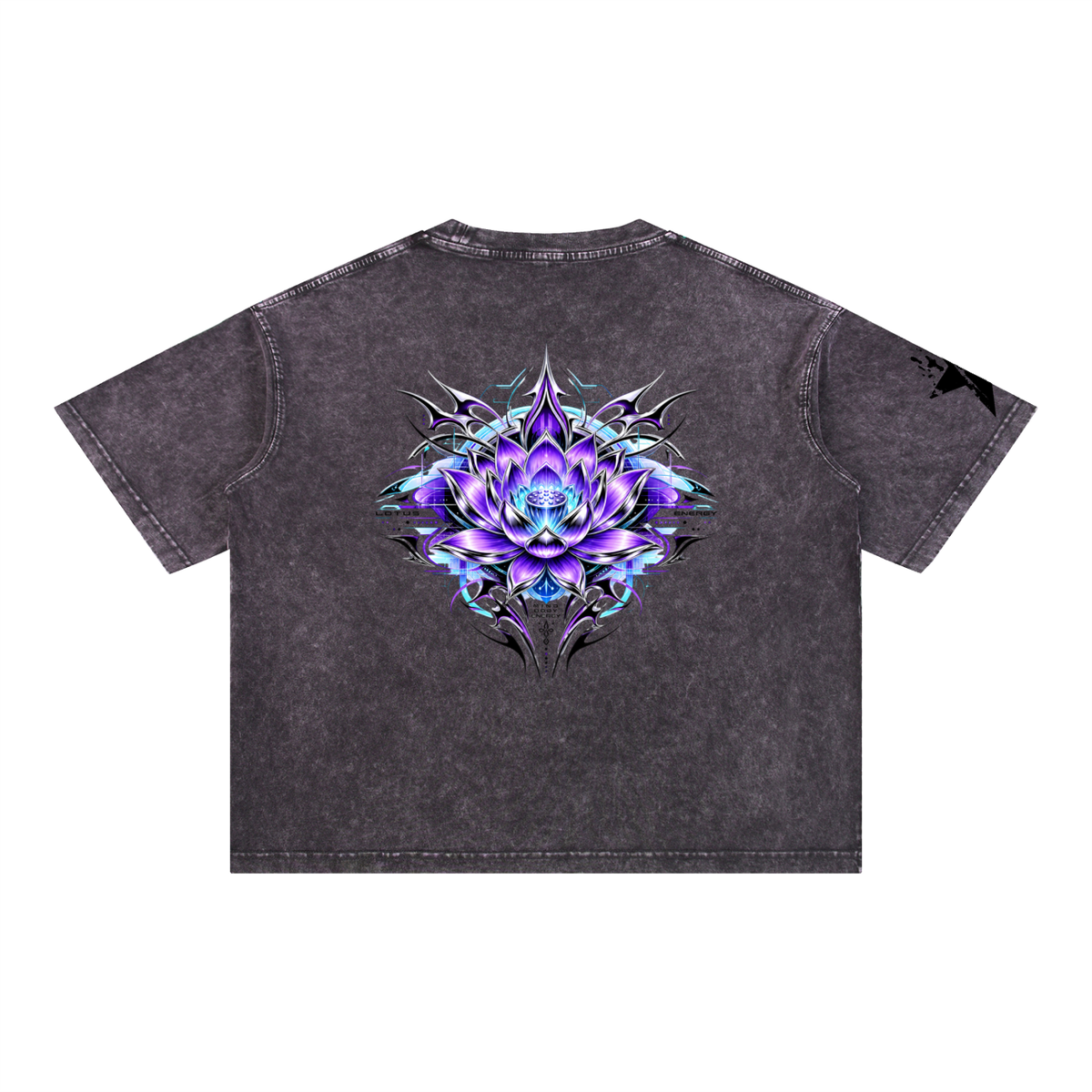 UrbanStar Graphic Tech Lotus Art Mineral Wash Boxy Cotton T-Shirt