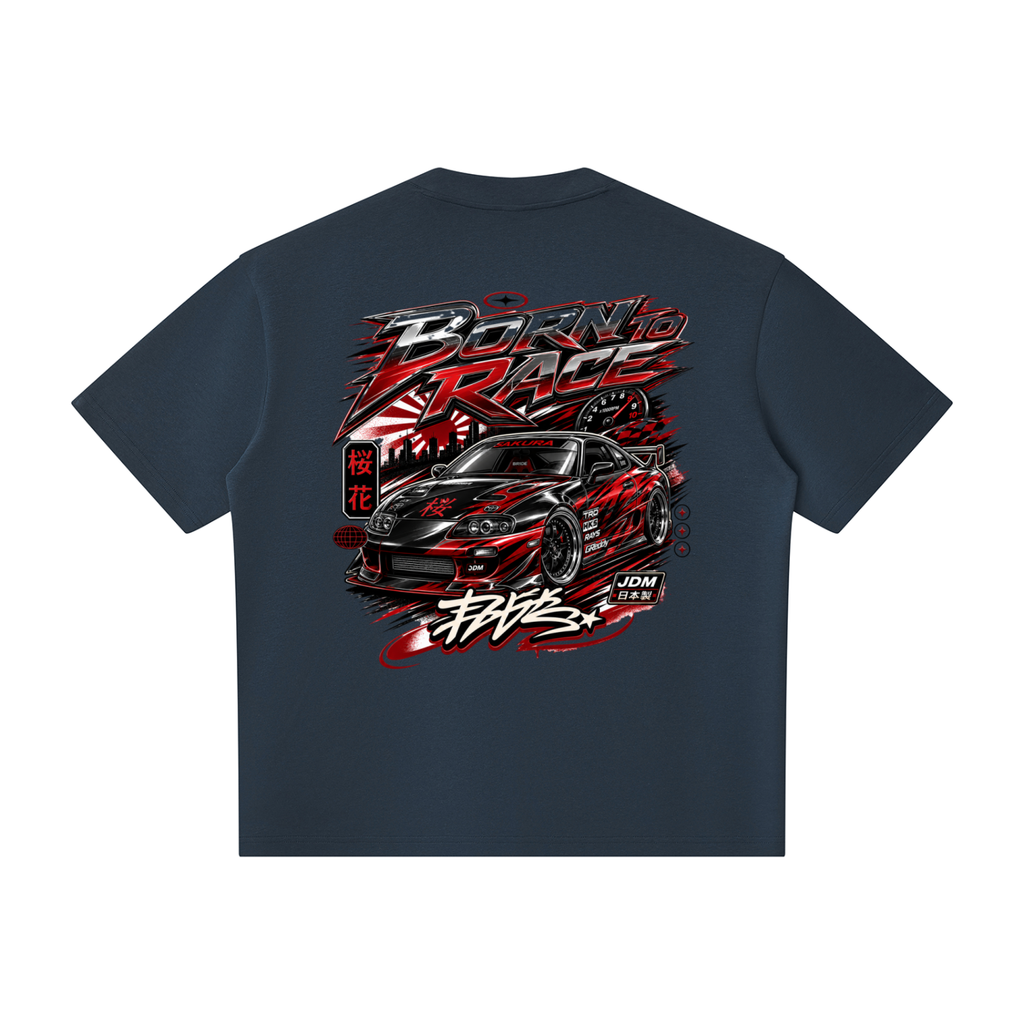 UrbanStar Graphic RaceCar Unisex Oversized Piping Henley T-Shirt