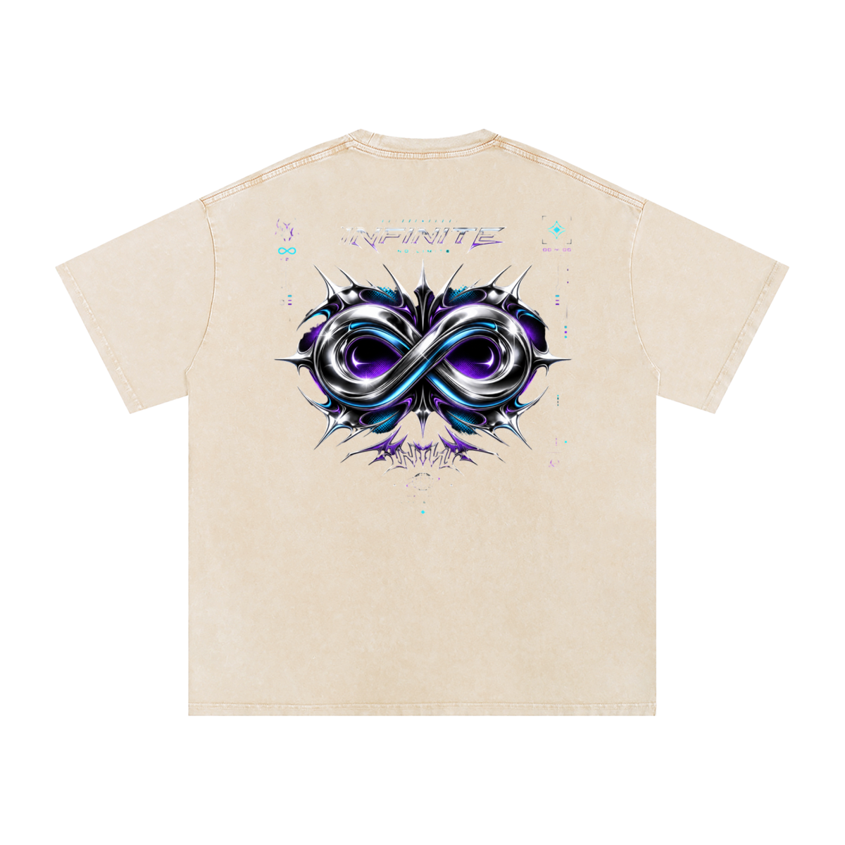 UrbanStar Graphic Y2K Tech Infinity Art Snow Washed Oversized Cotton T-Shirt