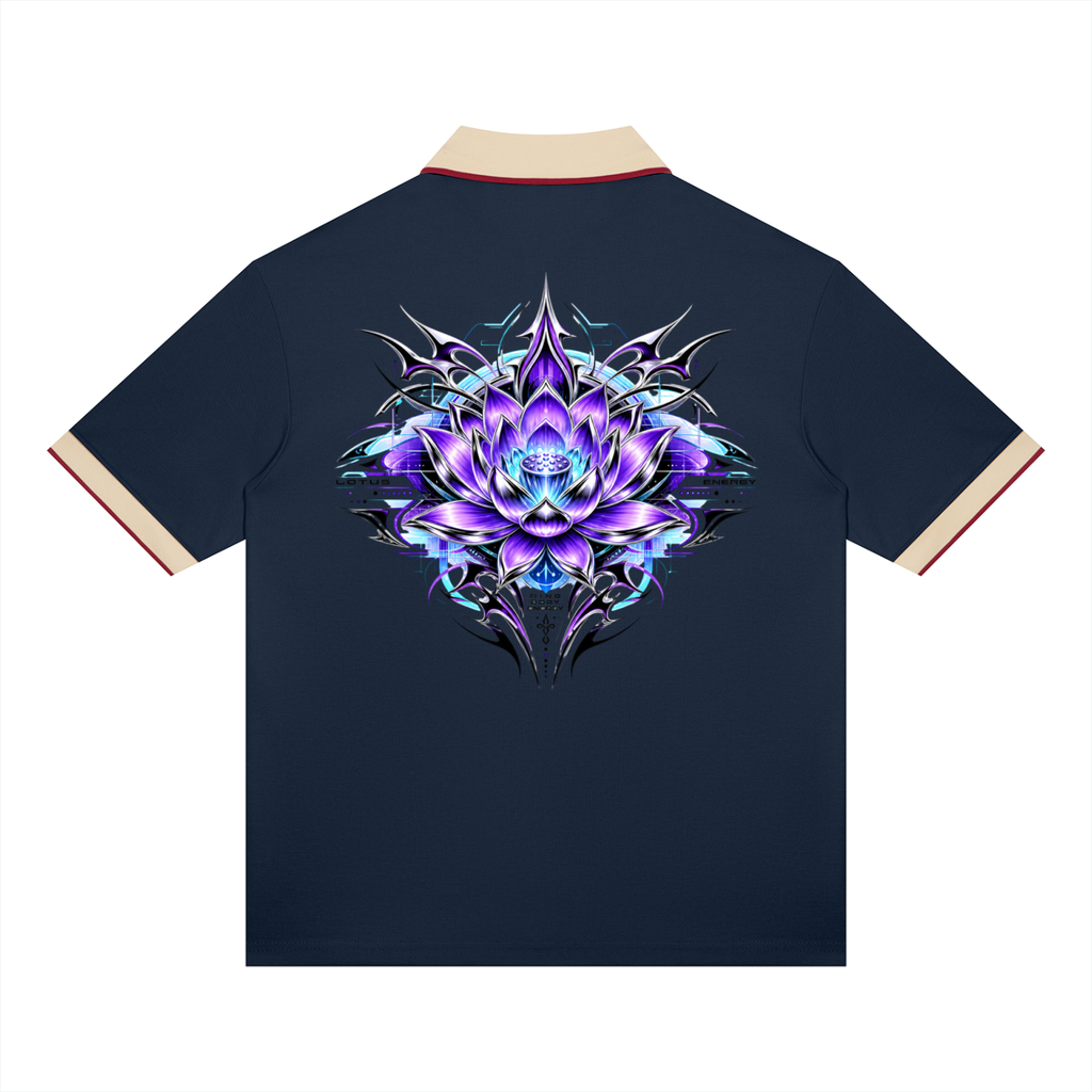 UrbanStar Graphic Tech Lotus Art Unisex Color Block Polo Shirt