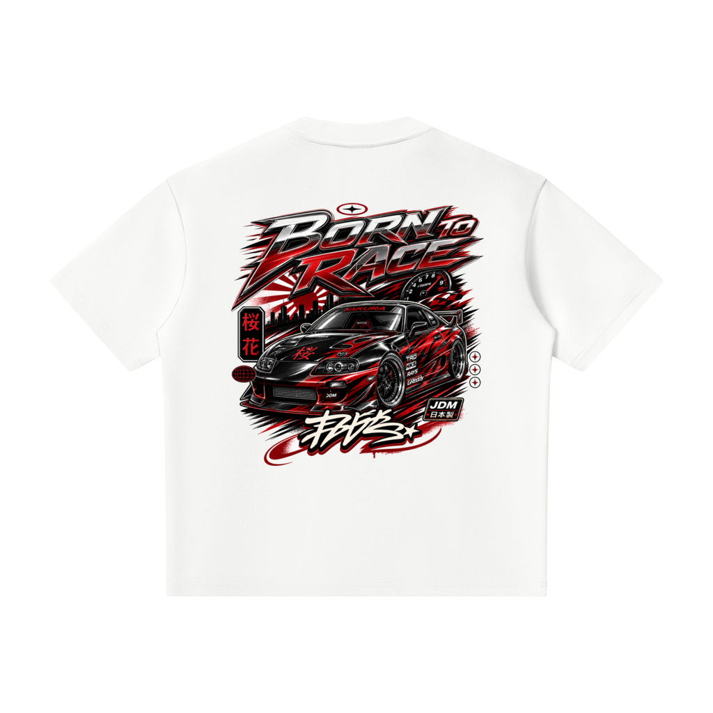 UrbanStar Graphic RaceCar Unisex Oversized Piping Henley T-Shirt