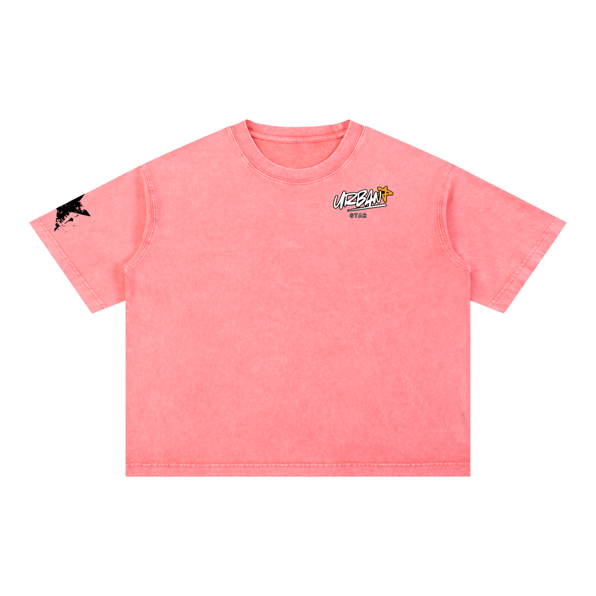 UrbanStar Graphic Tech Lotus Art Mineral Wash Boxy Cotton T-Shirt
