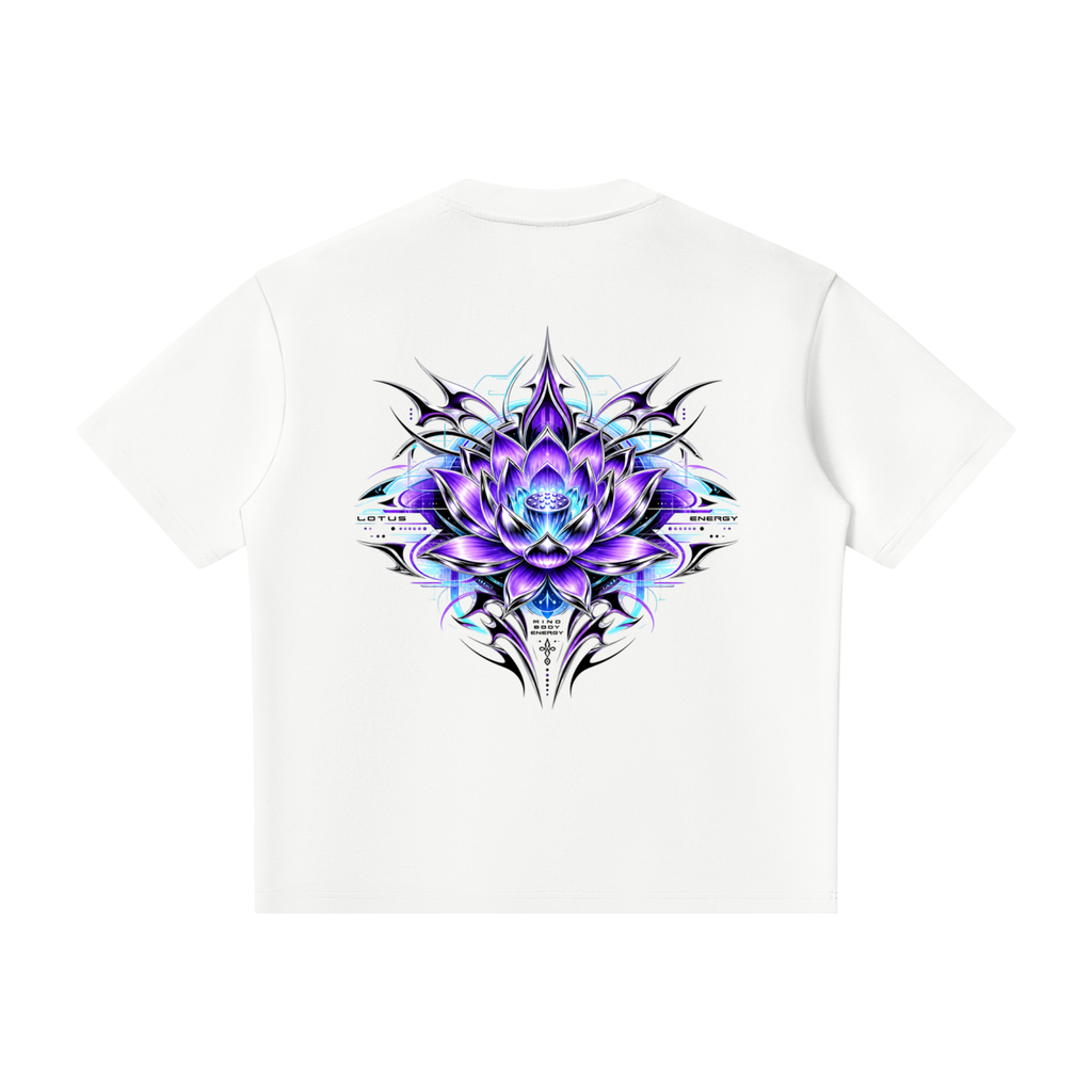 UrbanStar Graphic Lotus Unisex Oversized Piping Henley T-Shirt