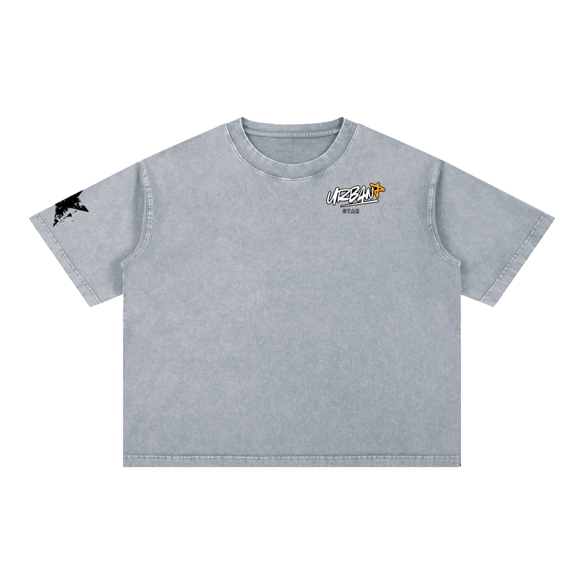 UrbanStar Graphic Tech Lotus Art Mineral Wash Boxy Cotton T-Shirt