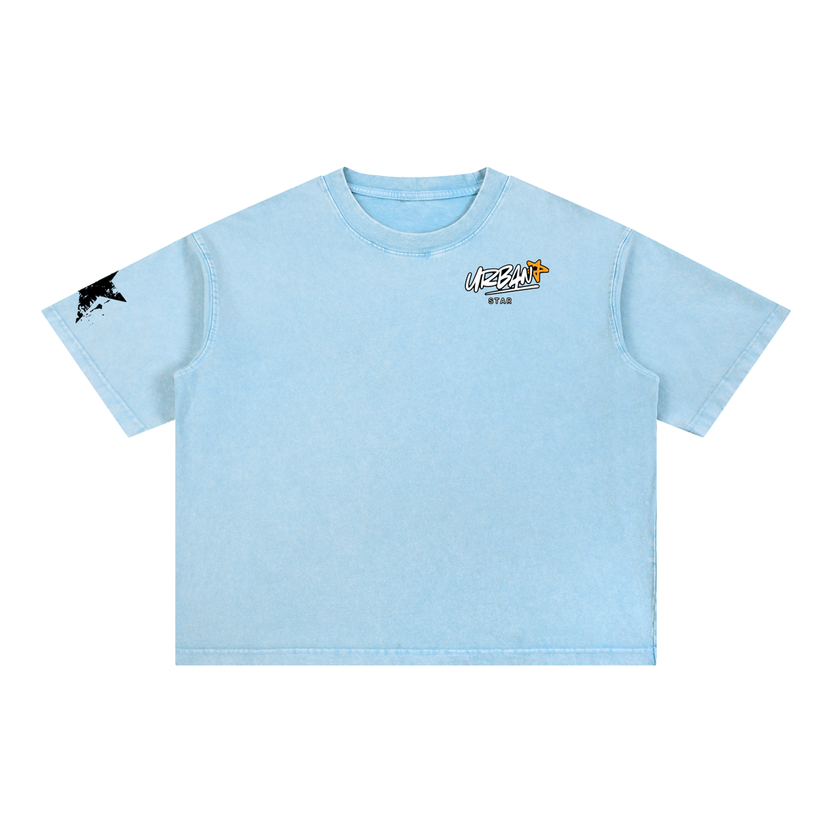 UrbanStar Graphic Tech Lotus Art Mineral Wash Boxy Cotton T-Shirt