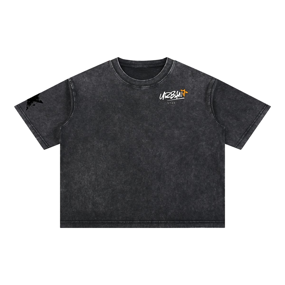 UrbanStar Graphic Tech Lotus Art Mineral Wash Boxy Cotton T-Shirt