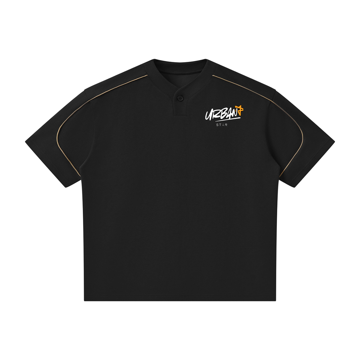 UrbanStar Graphic Tech Art Unisex Oversized Piping Henley T-Shirt