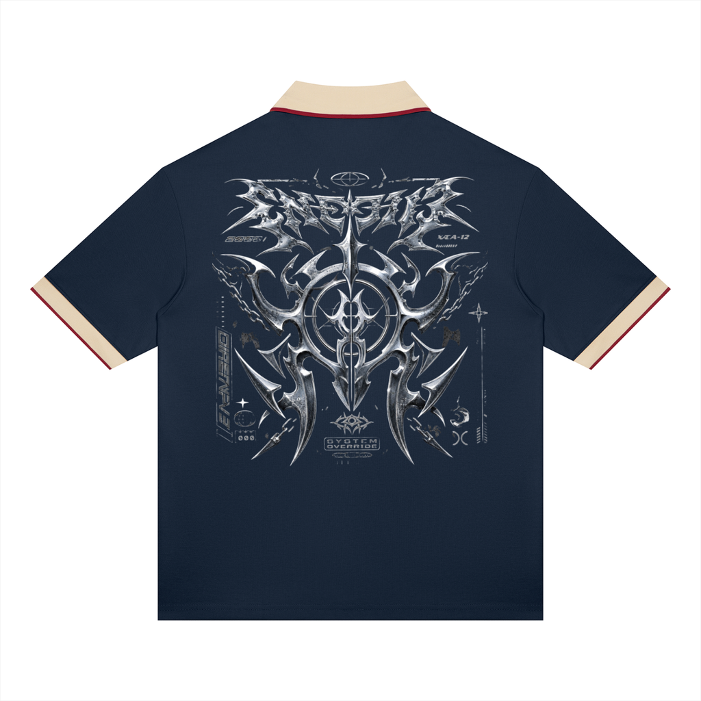 UrbanStar Graphic Y2K Tech Art Unisex Color Block Polo Shirt