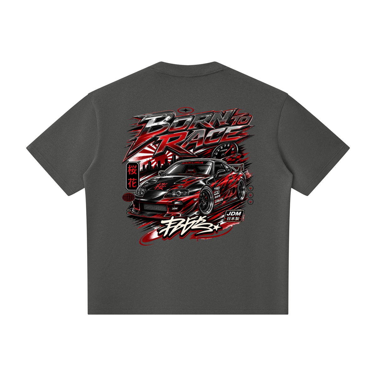 UrbanStar Graphic RaceCar Unisex Oversized Piping Henley T-Shirt