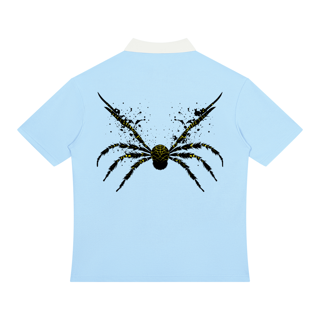UrbanStar Graphic Y2K Spider Unisex Color Block Quarter-Zip Polo Shirt