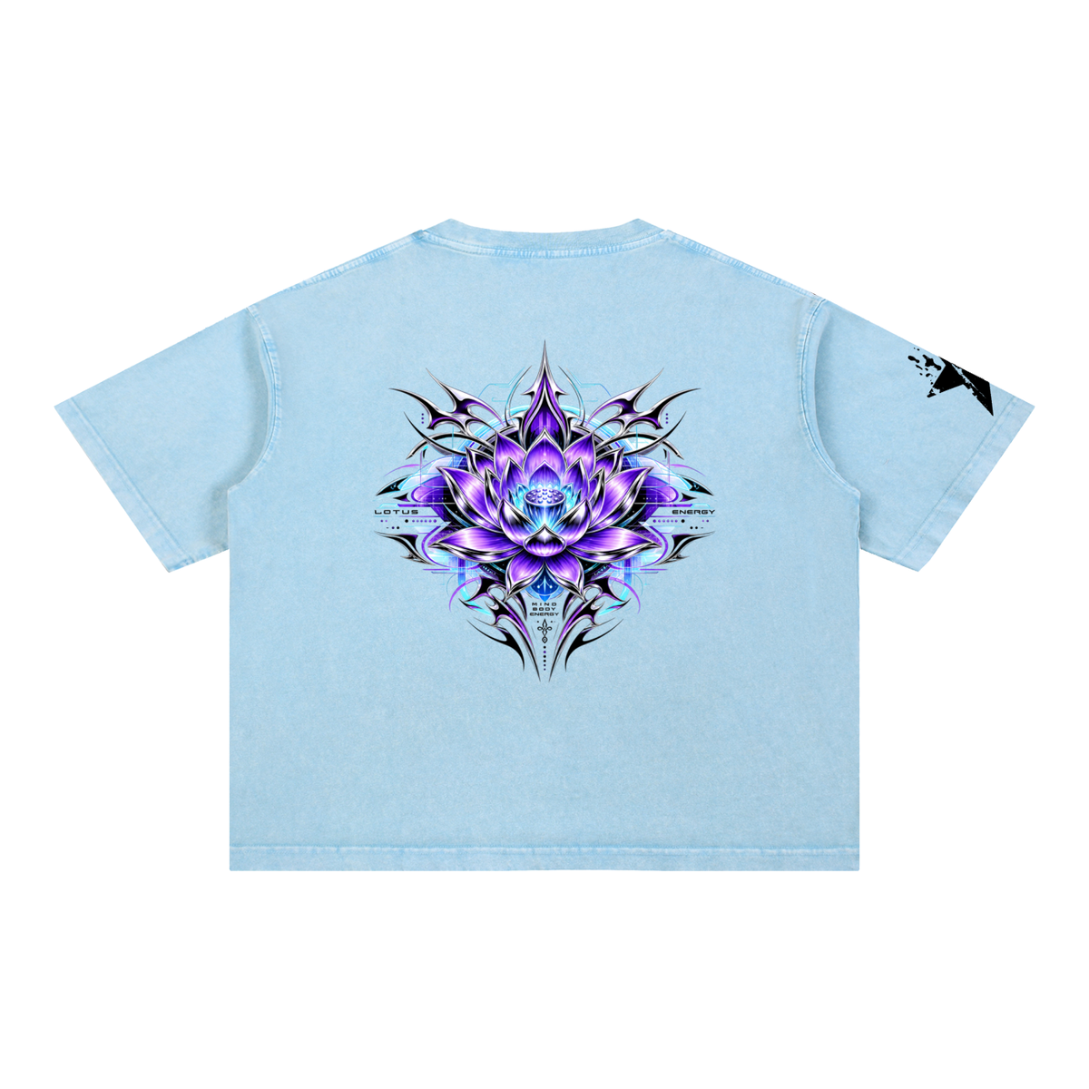 UrbanStar Graphic Tech Lotus Art Mineral Wash Boxy Cotton T-Shirt