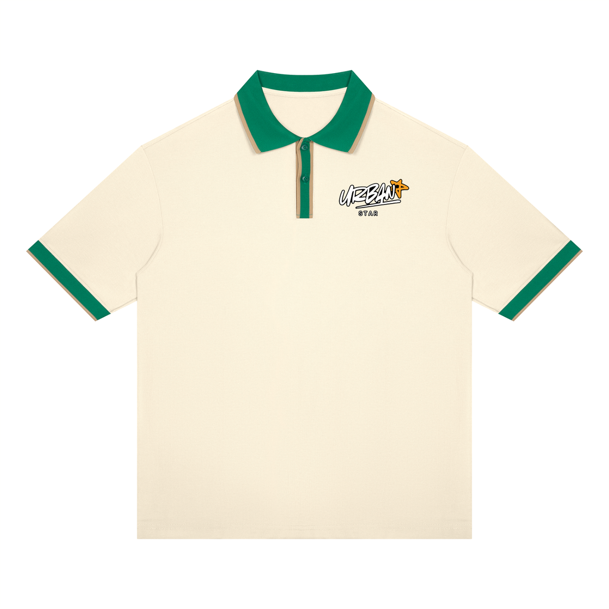UrbanStar Midnight Sakura Graphic Unisex Color Block Polo Shirt