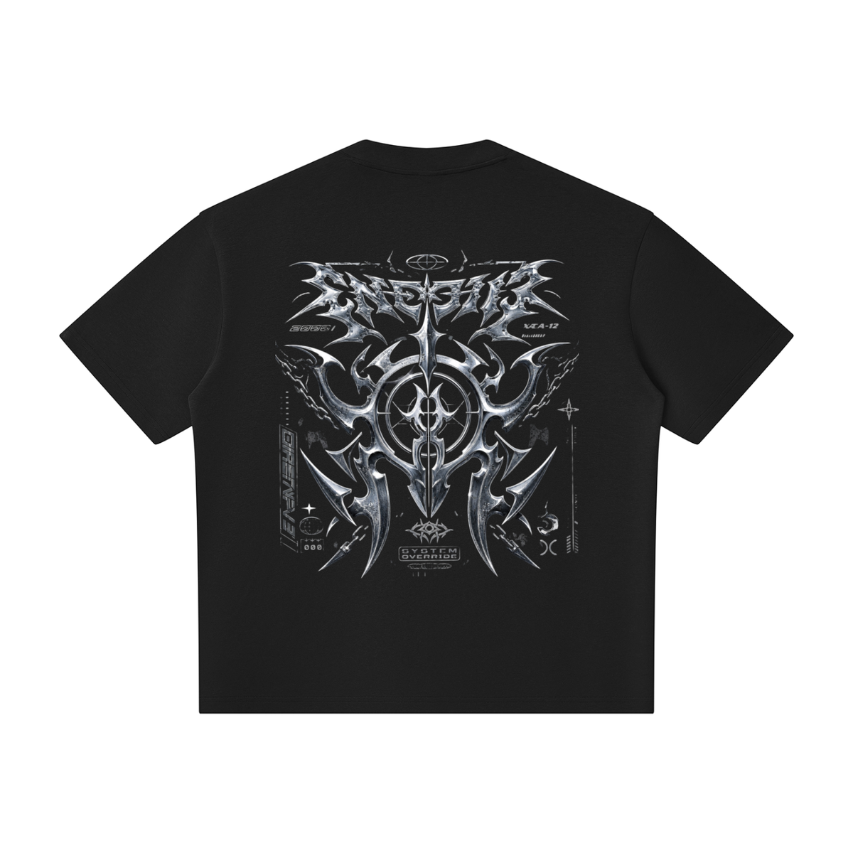 UrbanStar Graphic Tech Art Unisex Oversized Piping Henley T-Shirt