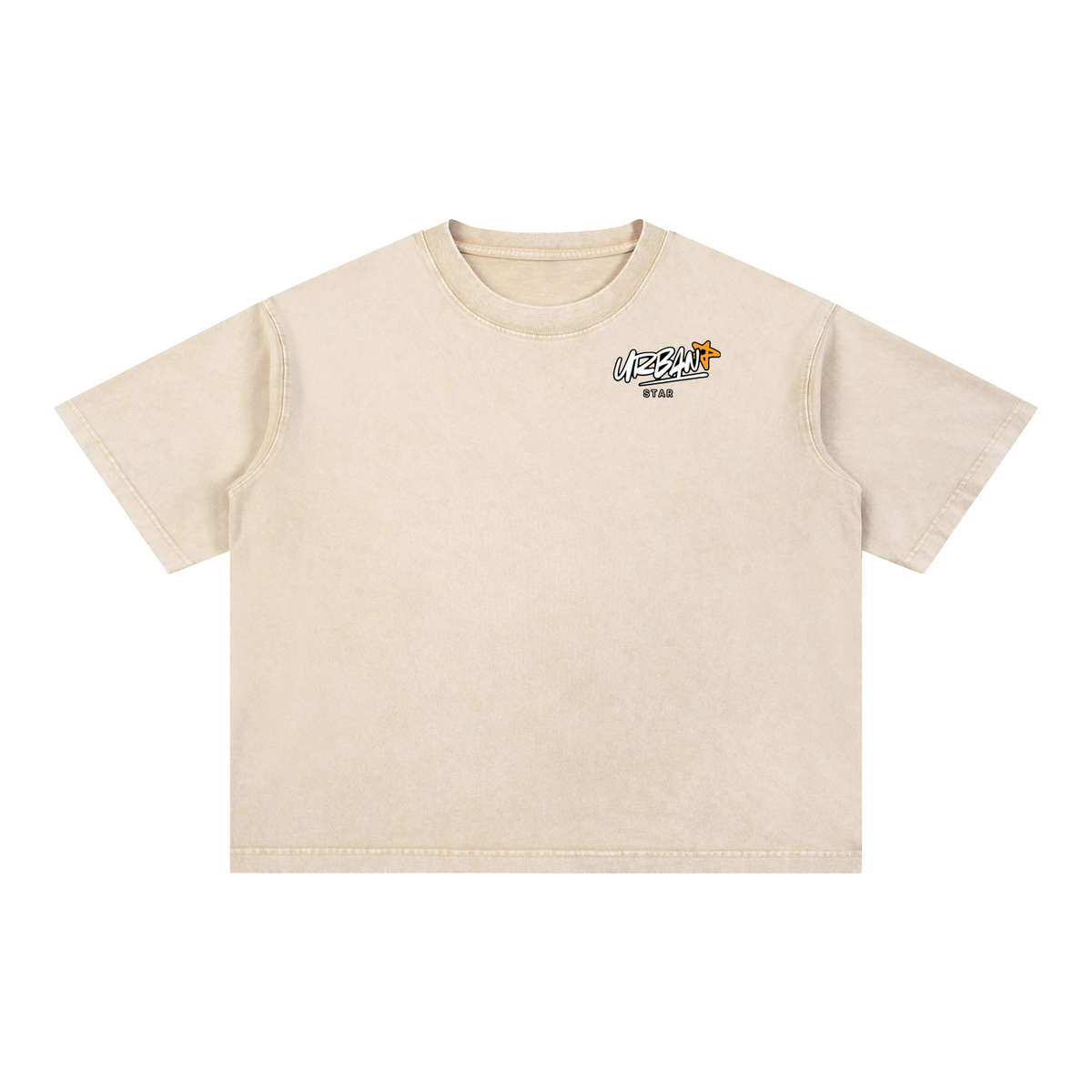 UrbanStar Midnight Sakura Mineral Wash Boxy Cotton T-Shirt
