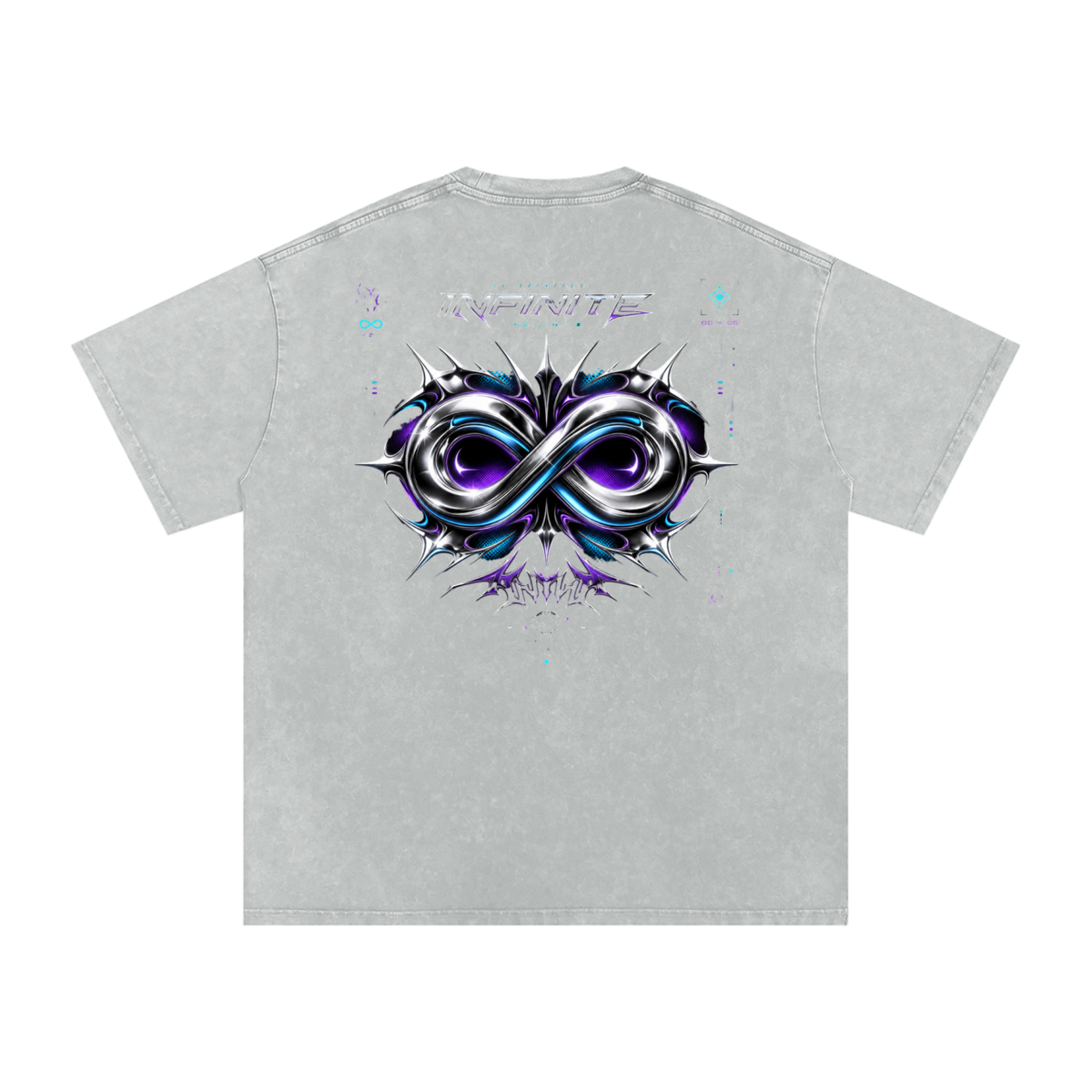 UrbanStar Graphic Y2K Tech Infinity Art Snow Washed Oversized Cotton T-Shirt