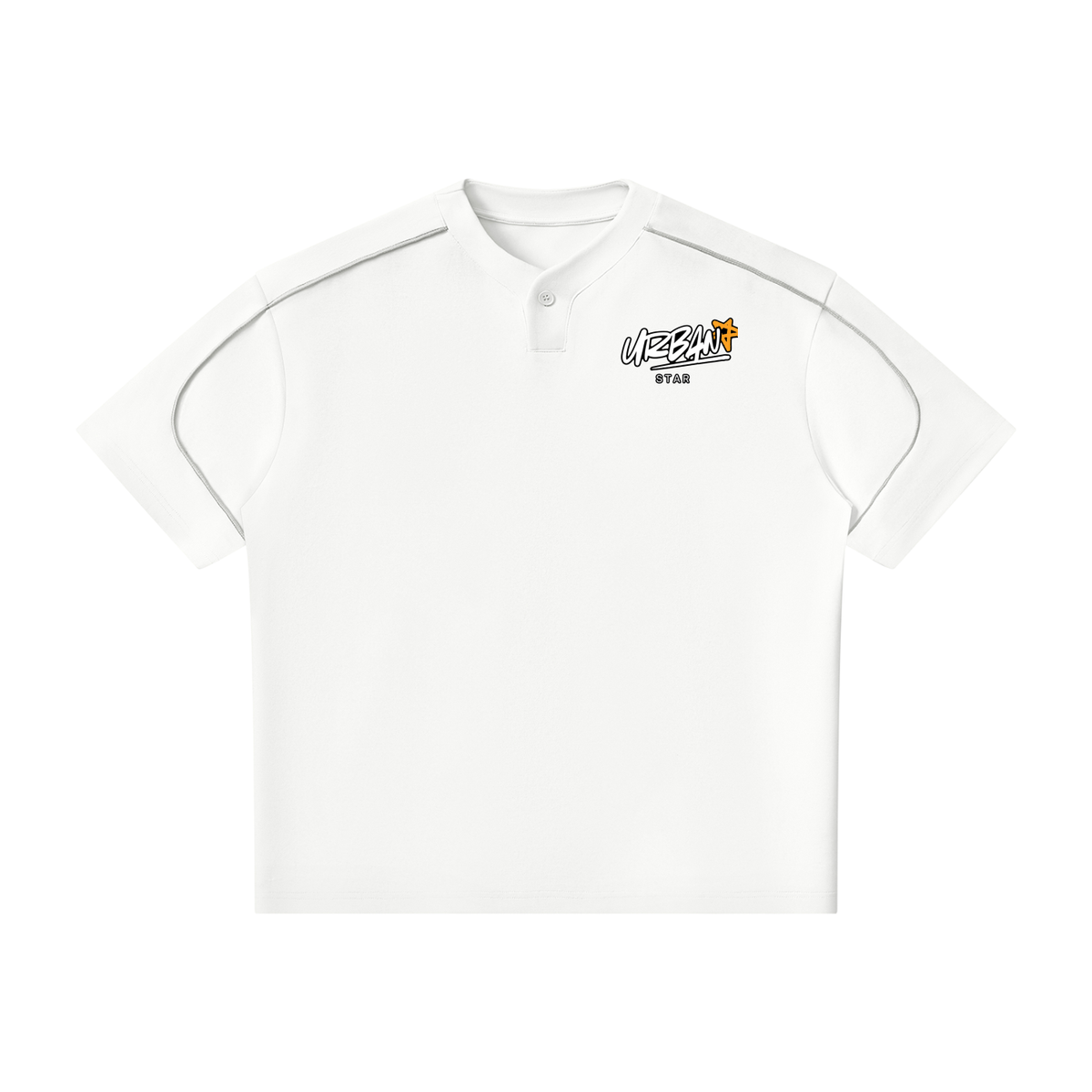 UrbanStar Graphic Tech Art Unisex Oversized Piping Henley T-Shirt