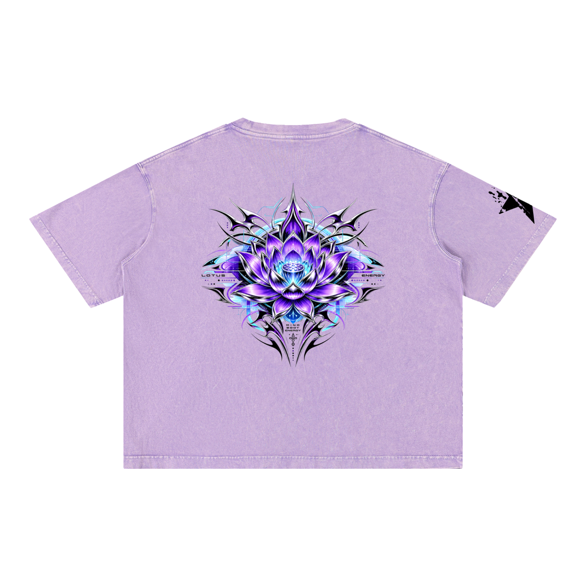 UrbanStar Graphic Tech Lotus Art Mineral Wash Boxy Cotton T-Shirt