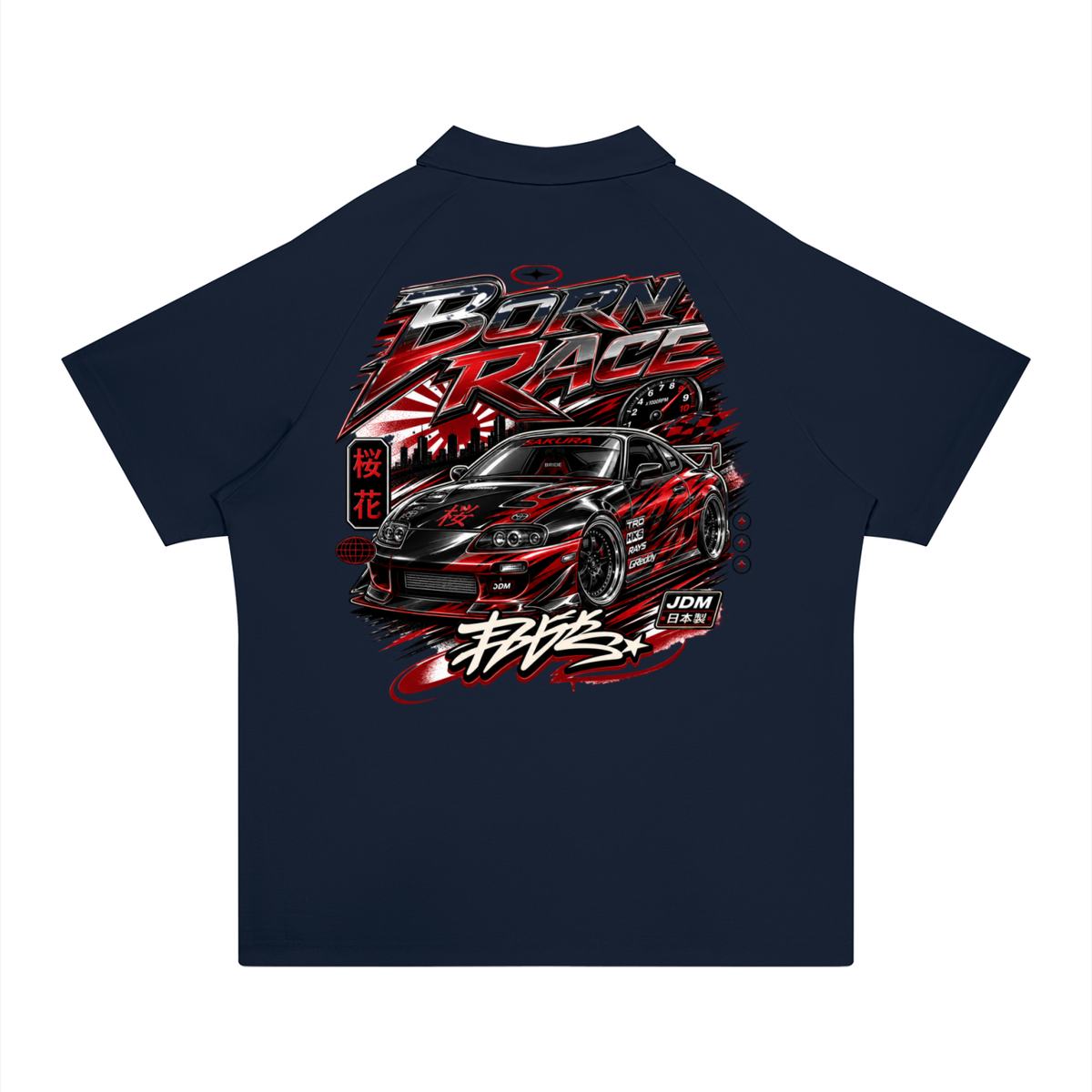 UrbanStar Graphic Born To Race Art Unisex Regular Fit Polo Shirt