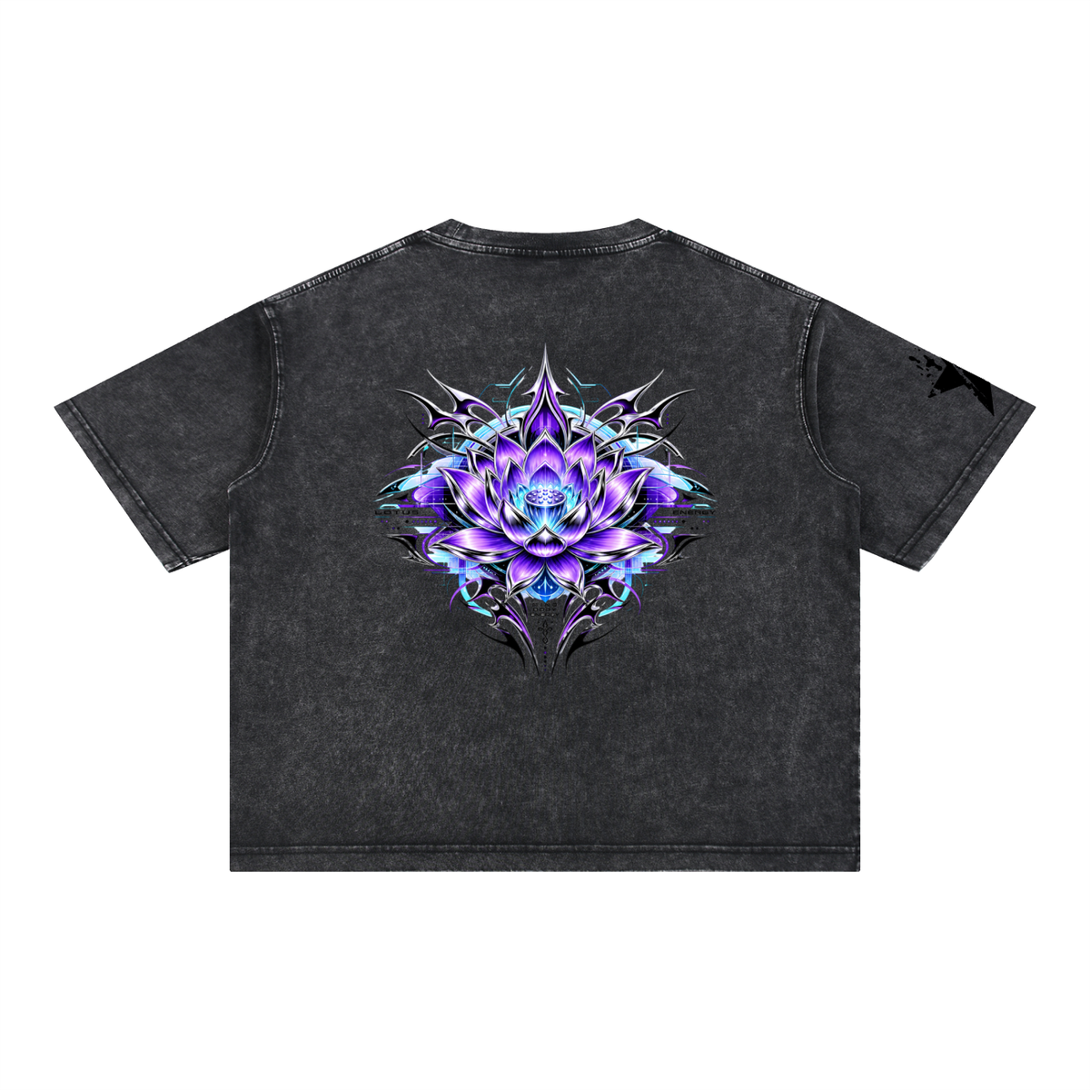 UrbanStar Graphic Tech Lotus Art Mineral Wash Boxy Cotton T-Shirt