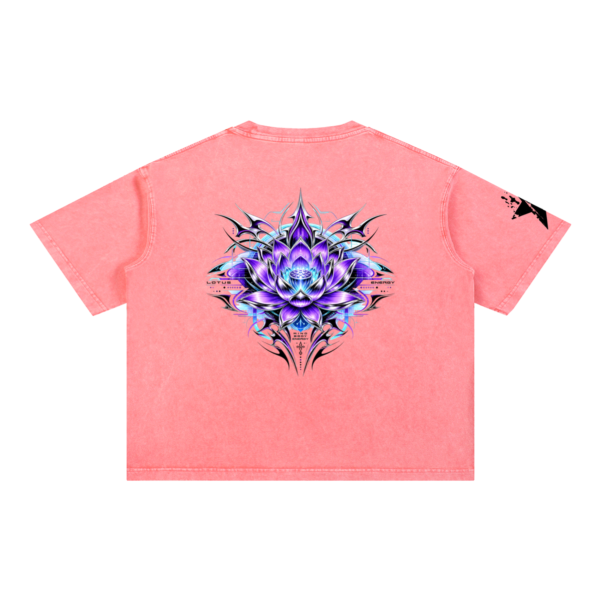 UrbanStar Graphic Tech Lotus Art Mineral Wash Boxy Cotton T-Shirt