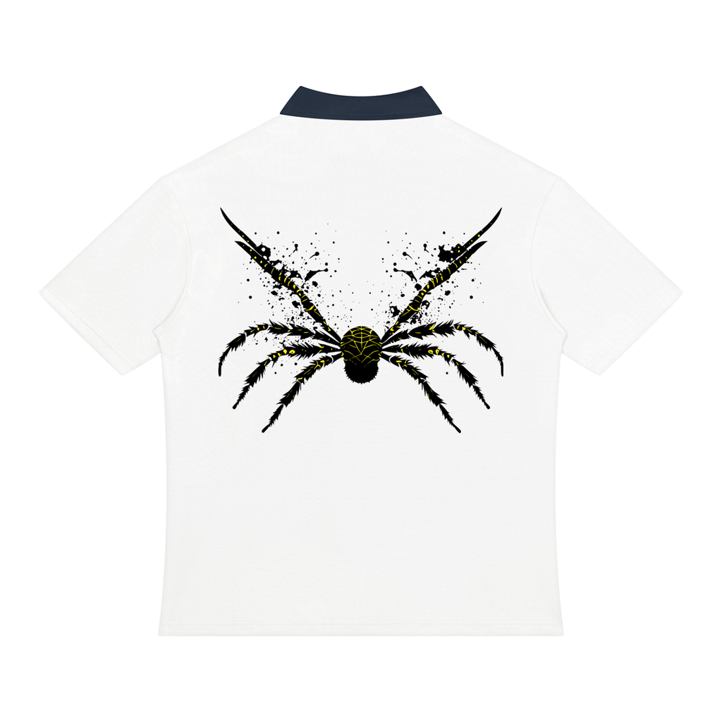 UrbanStar Graphic Y2K Spider Unisex Color Block Quarter-Zip Polo Shirt