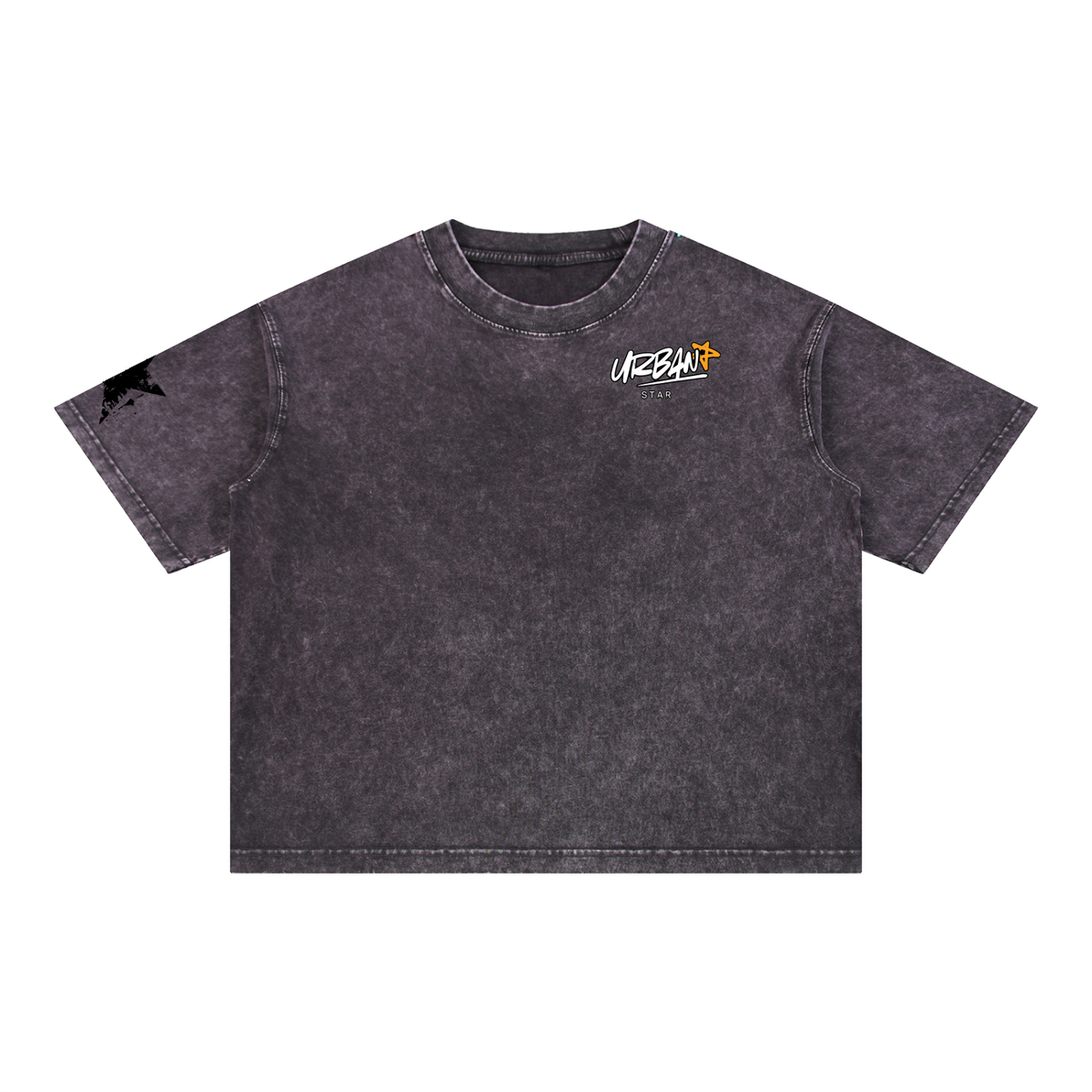 UrbanStar Graphic Tech Lotus Art Mineral Wash Boxy Cotton T-Shirt