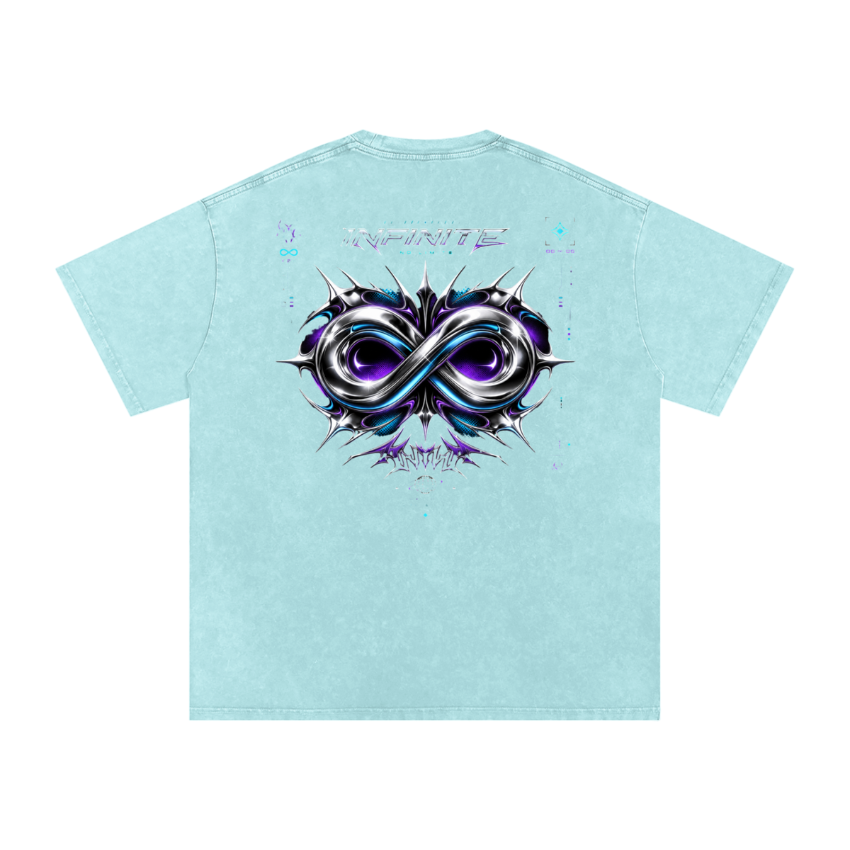 UrbanStar Graphic Y2K Tech Infinity Art Snow Washed Oversized Cotton T-Shirt