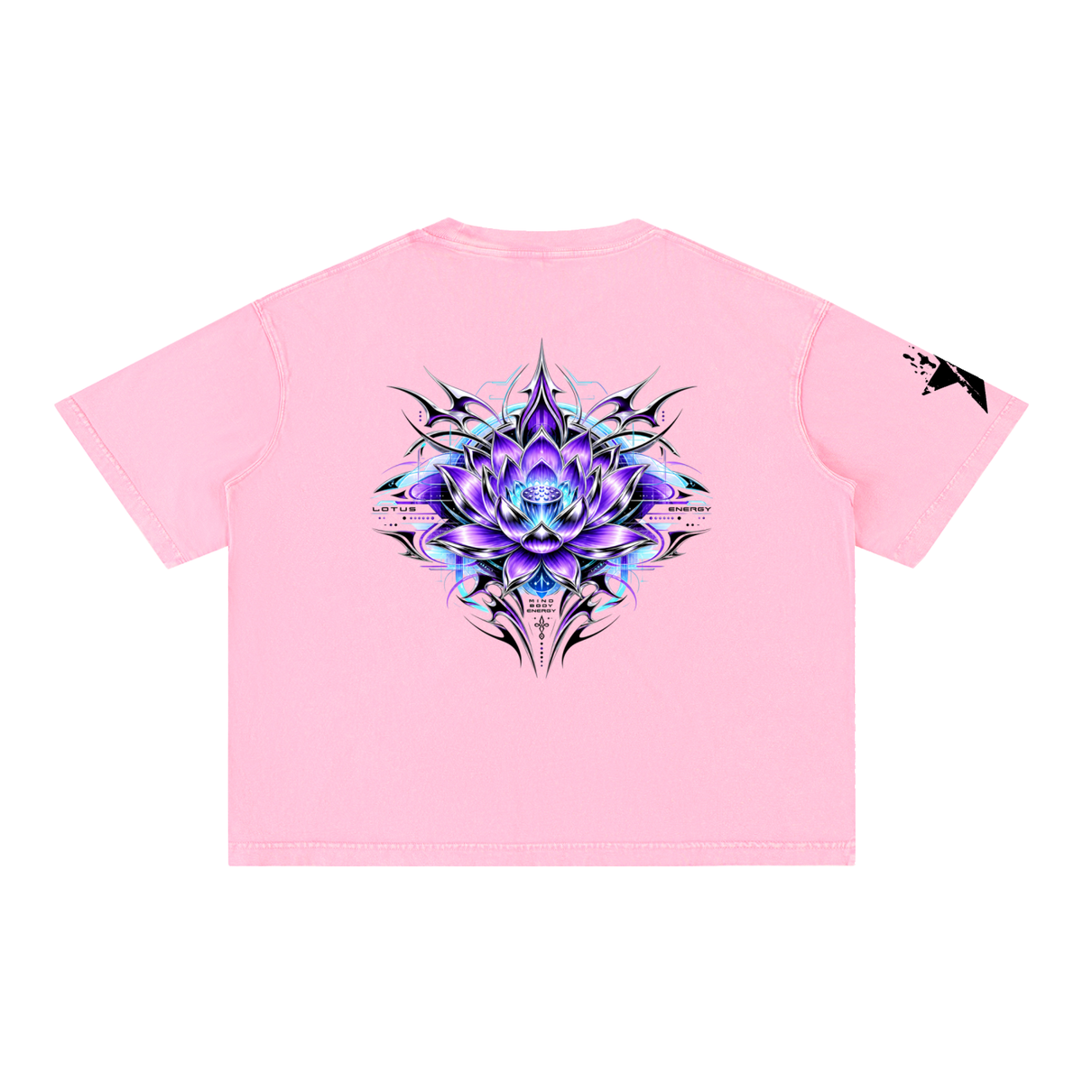 UrbanStar Graphic Tech Lotus Art Mineral Wash Boxy Cotton T-Shirt