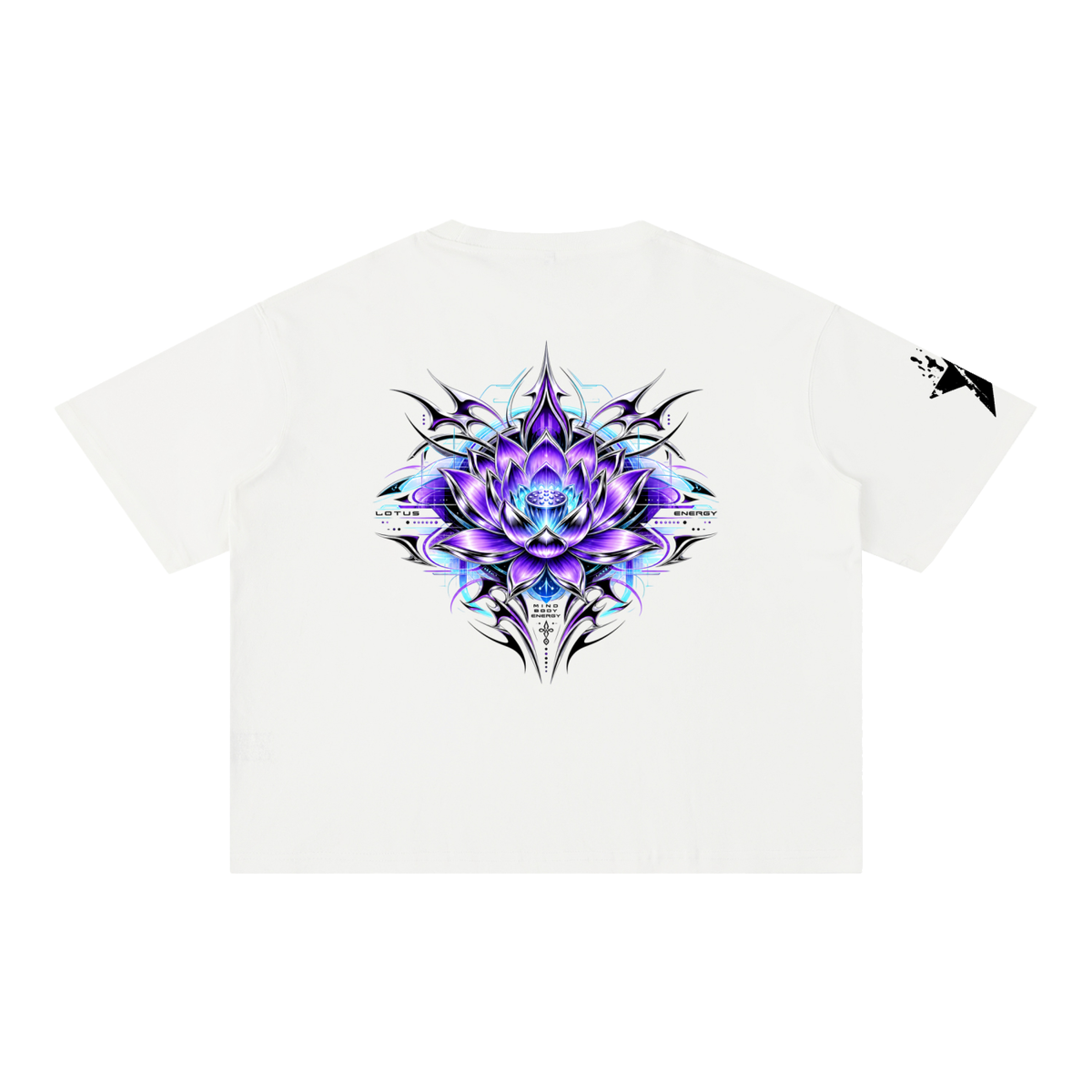 UrbanStar Graphic Tech Lotus Art Mineral Wash Boxy Cotton T-Shirt