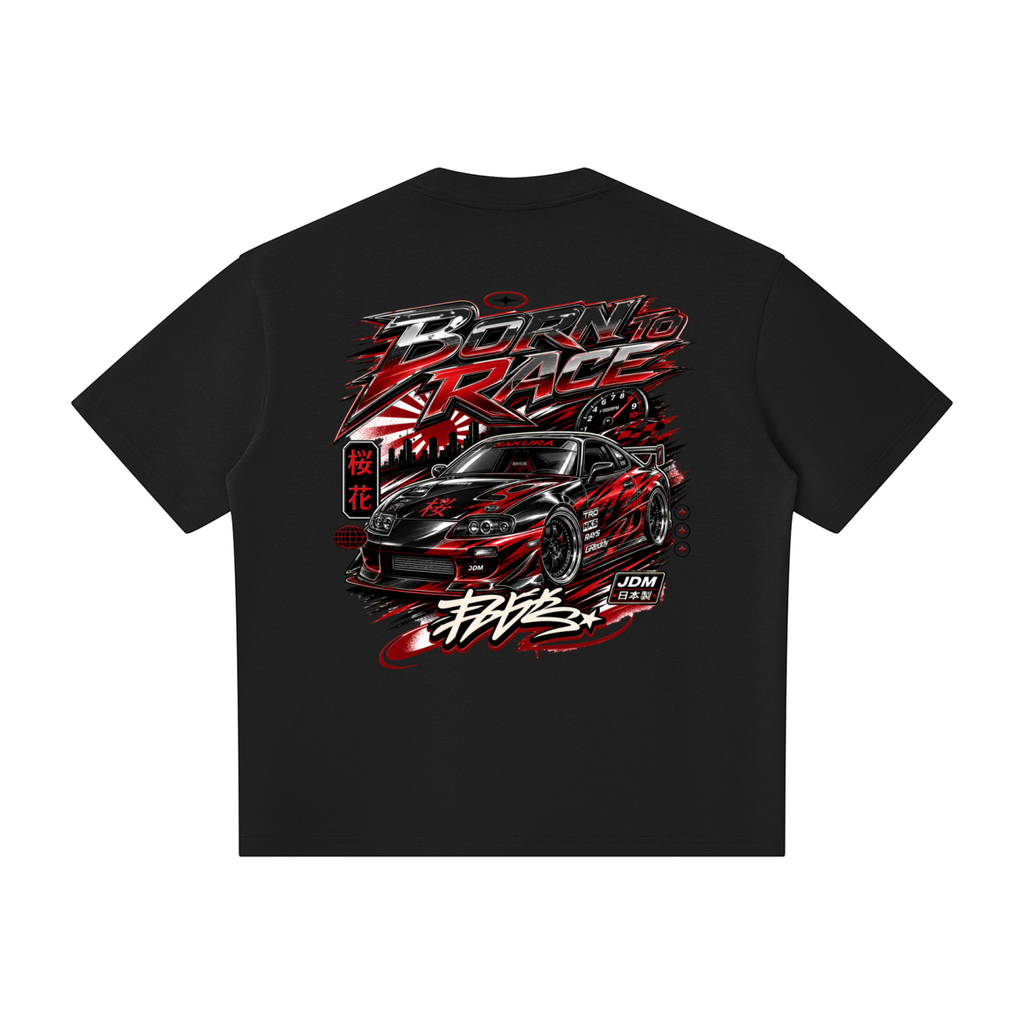 UrbanStar Graphic RaceCar Unisex Oversized Piping Henley T-Shirt