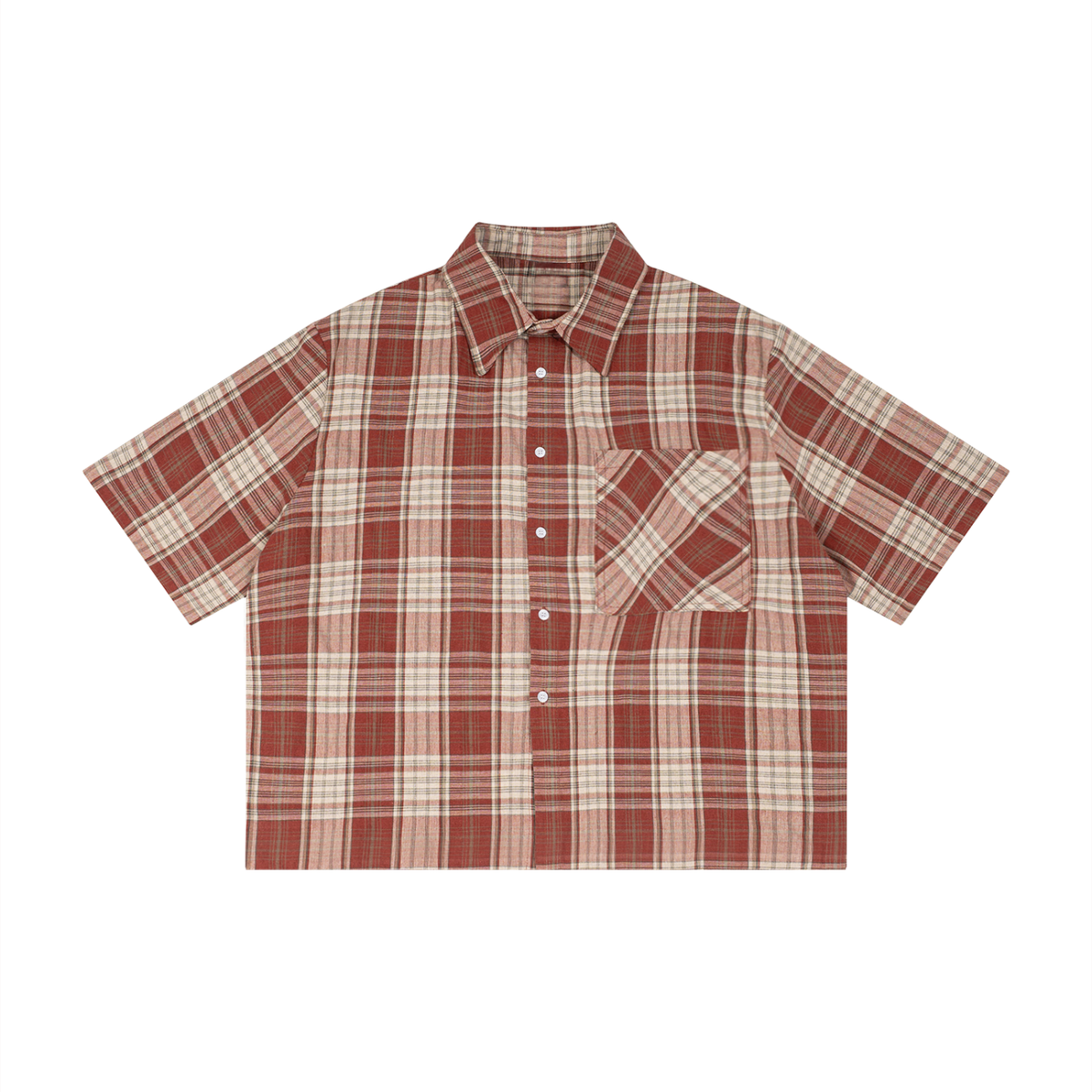 UrbanStar Men's Plaid Boxy Short Sleeve Shirt