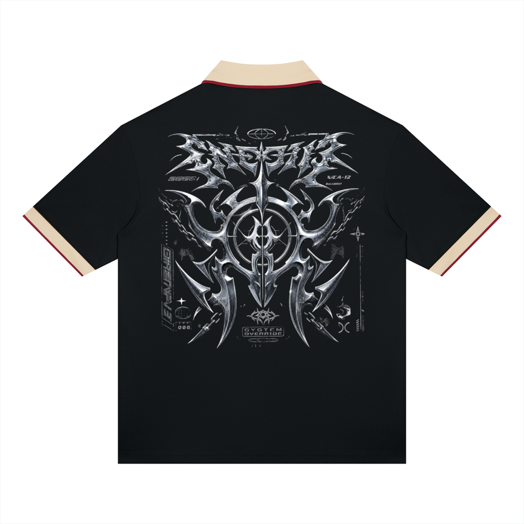 UrbanStar Graphic Y2K Tech Art Unisex Color Block Polo Shirt