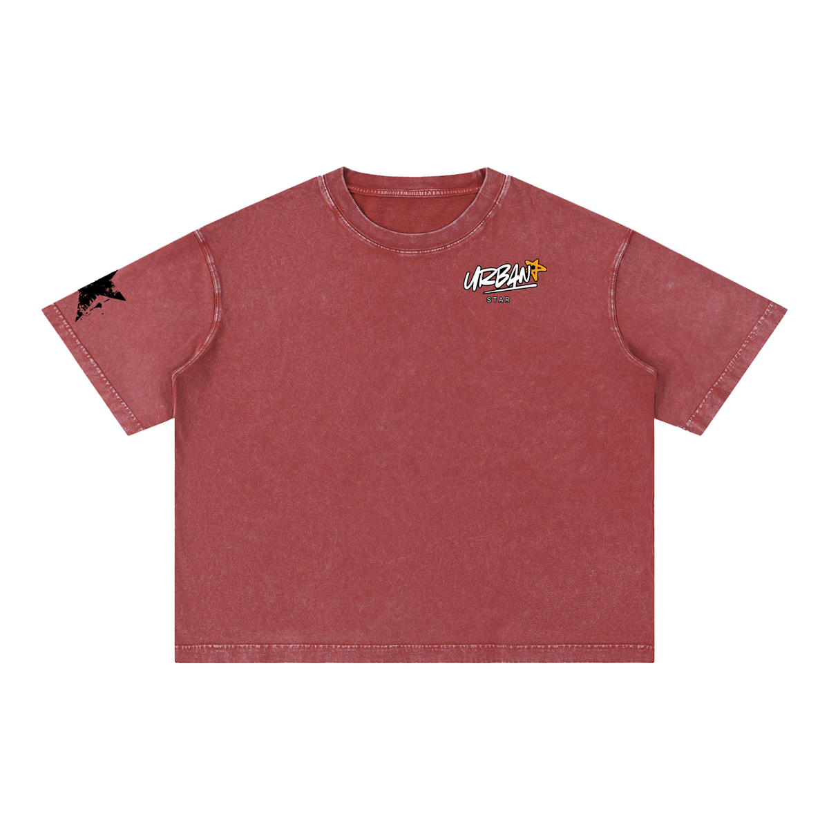 UrbanStar Graphic Tech Lotus Art Mineral Wash Boxy Cotton T-Shirt