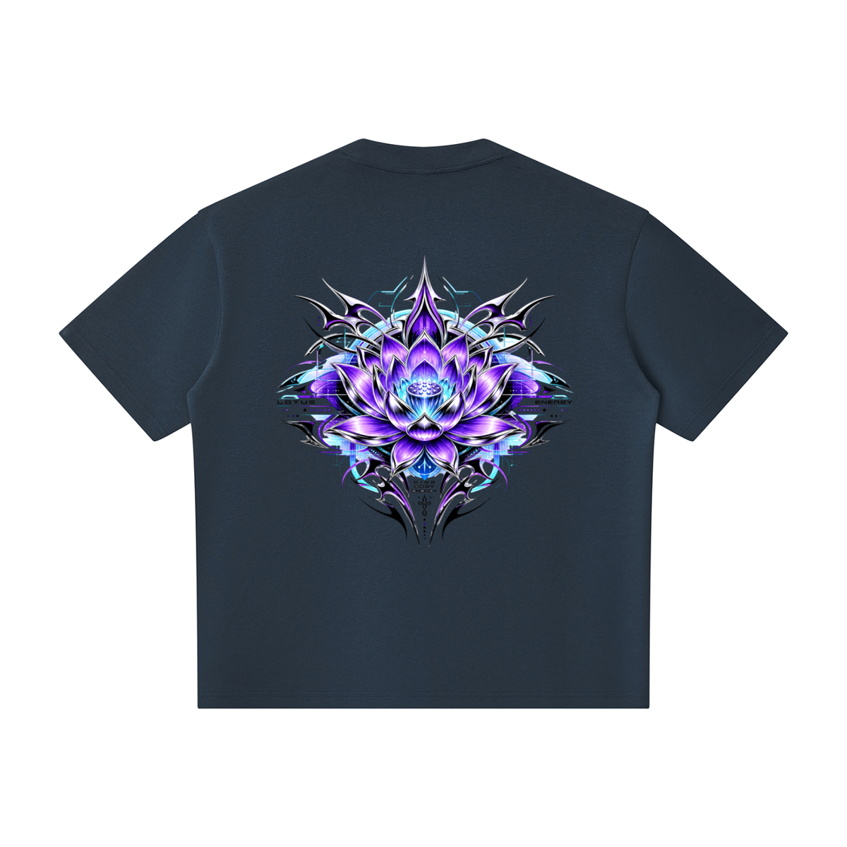 UrbanStar Graphic Lotus Unisex Oversized Piping Henley T-Shirt