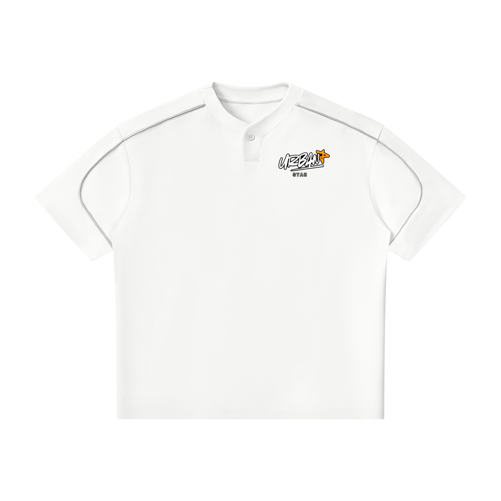 UrbanStar Graphic RaceCar Unisex Oversized Piping Henley T-Shirt