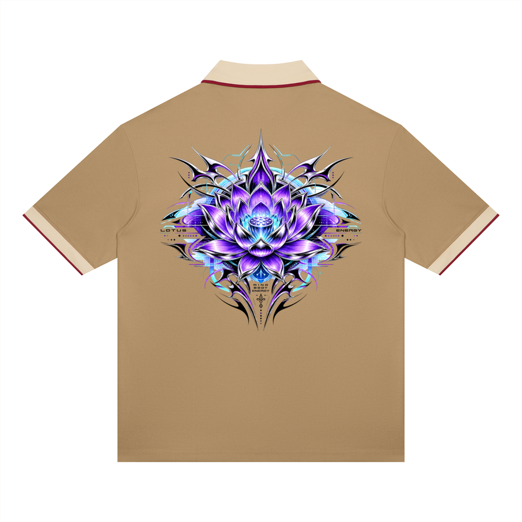 UrbanStar Graphic Tech Lotus Art Unisex Color Block Polo Shirt