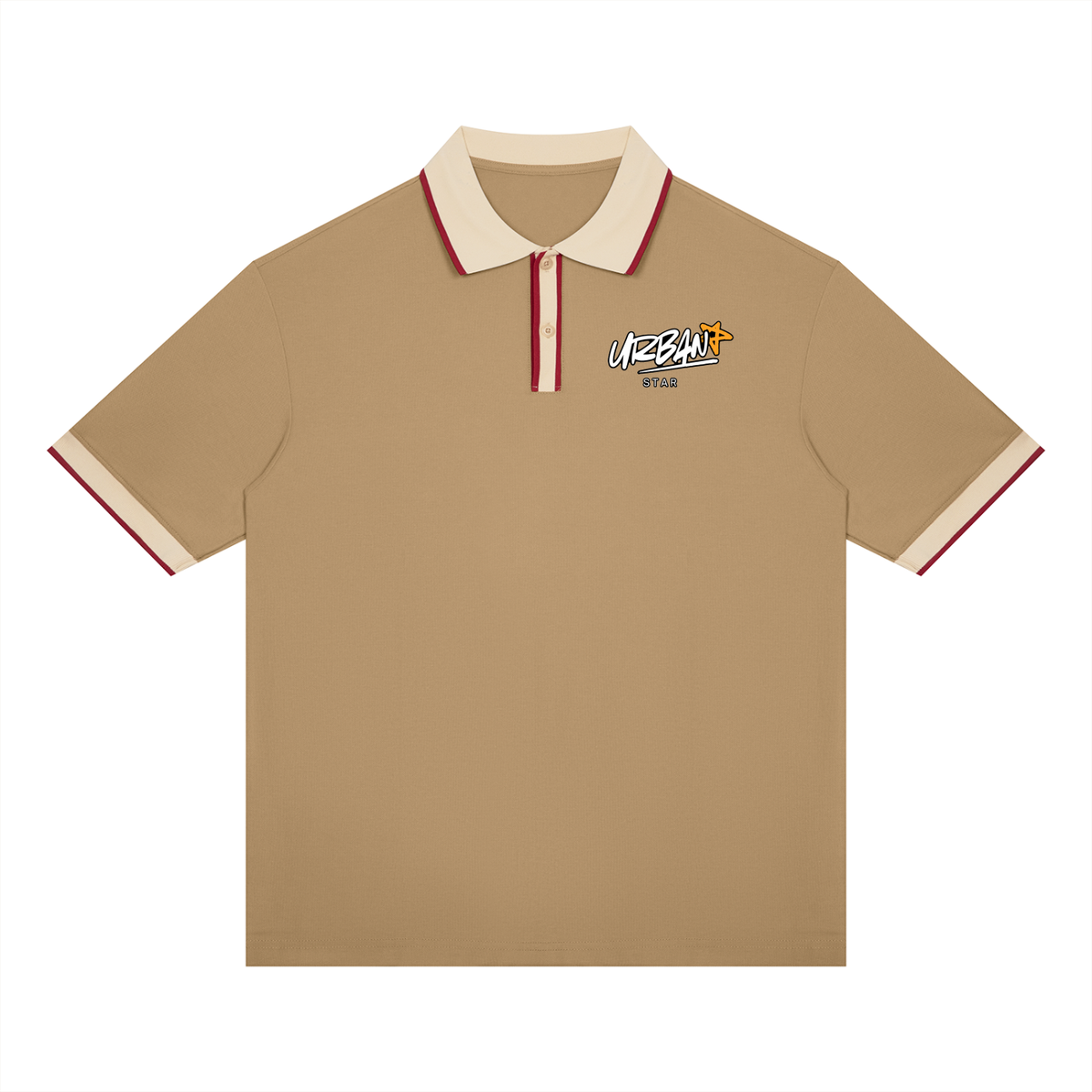 UrbanStar Midnight Sakura Graphic Unisex Color Block Polo Shirt
