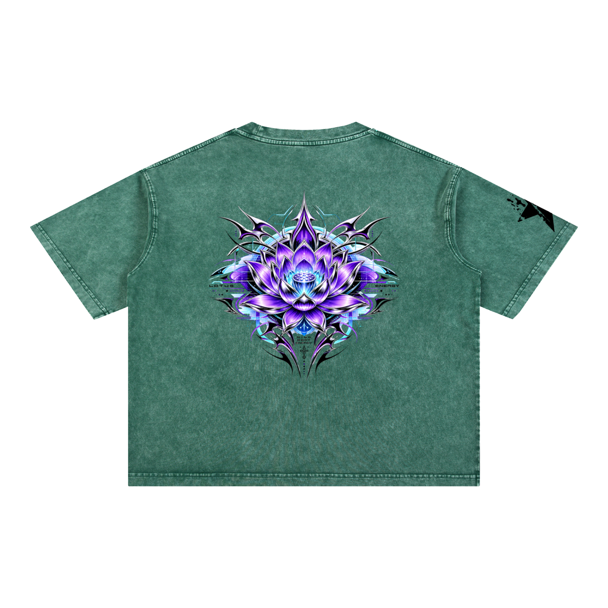 UrbanStar Graphic Tech Lotus Art Mineral Wash Boxy Cotton T-Shirt