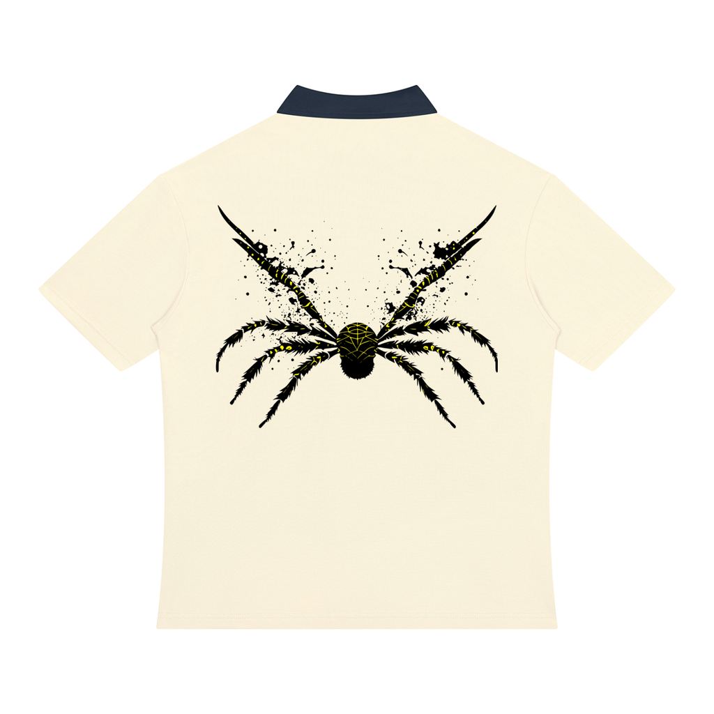 UrbanStar Graphic Y2K Spider Unisex Color Block Quarter-Zip Polo Shirt