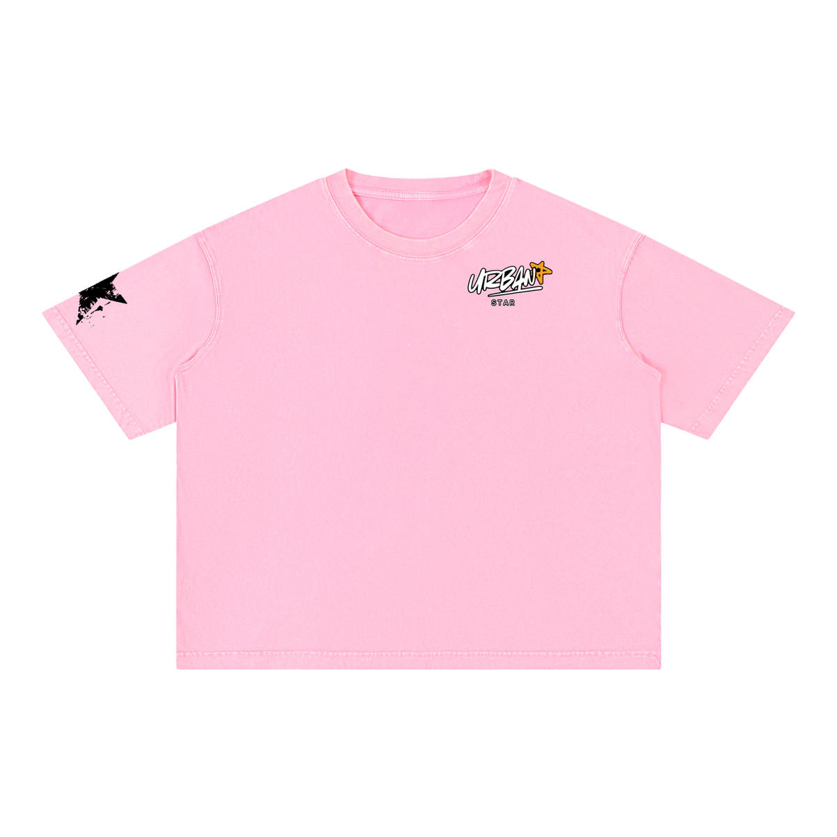 UrbanStar Graphic Tech Lotus Art Mineral Wash Boxy Cotton T-Shirt