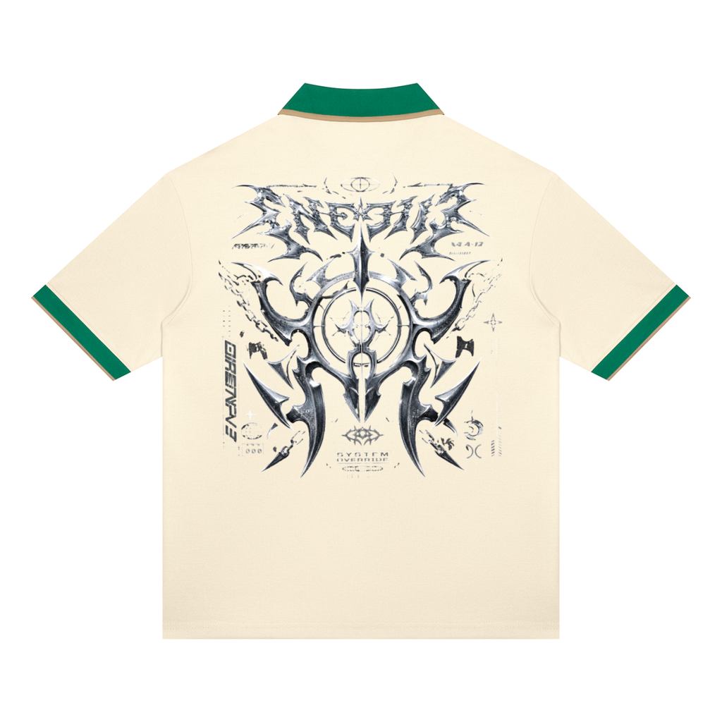 UrbanStar Graphic Y2K Tech Art Unisex Color Block Polo Shirt