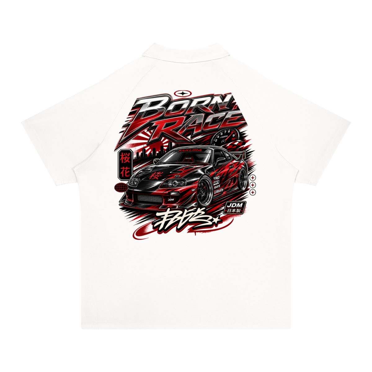 UrbanStar Graphic Born To Race Art Unisex Regular Fit Polo Shirt