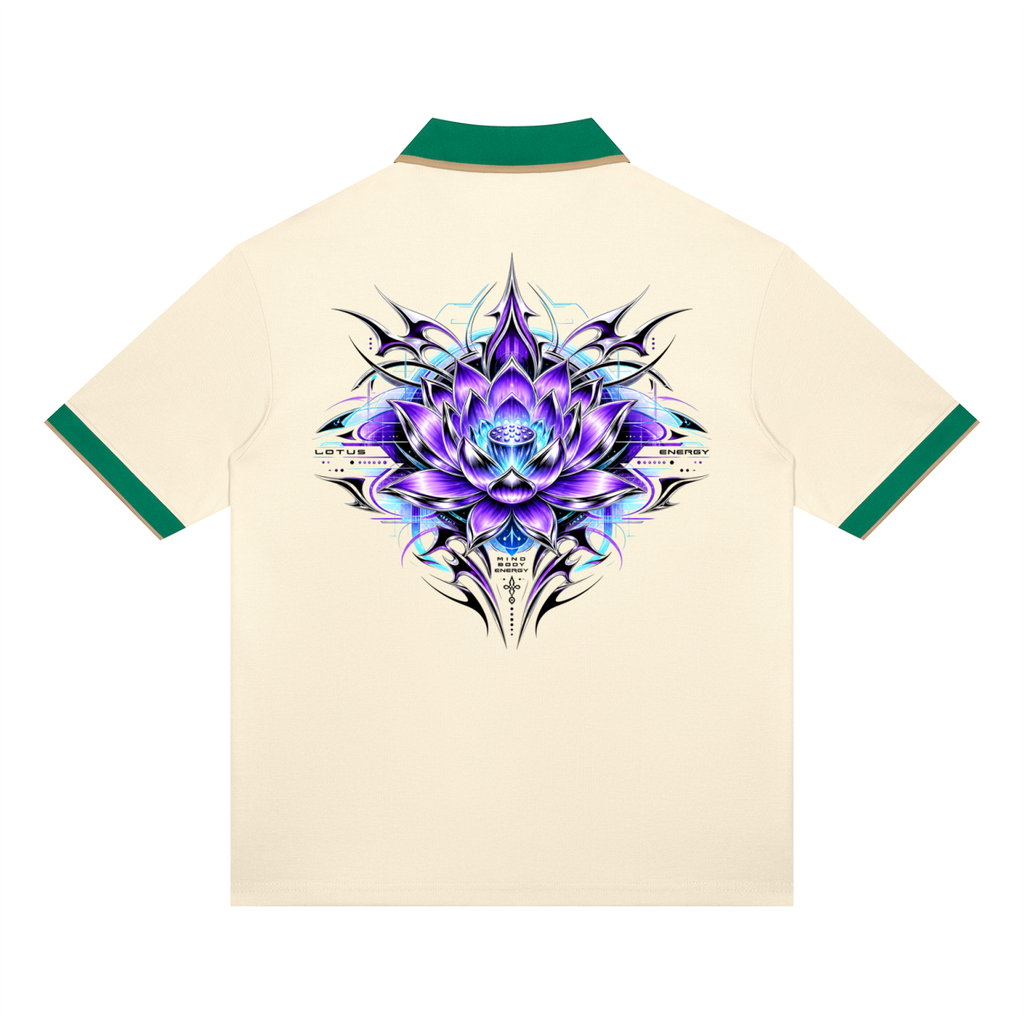 UrbanStar Graphic Tech Lotus Art Unisex Color Block Polo Shirt