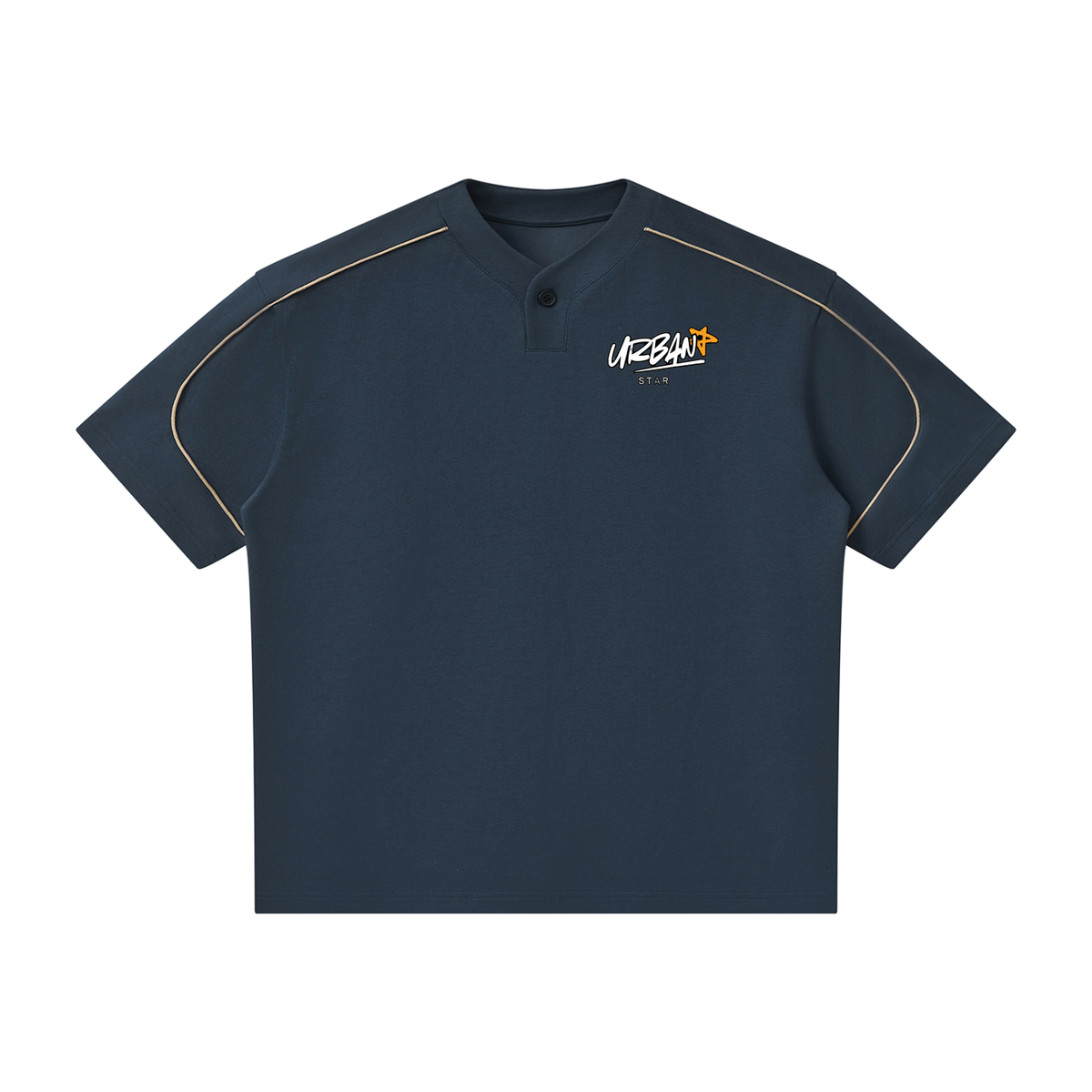 UrbanStar Graphic RaceCar Unisex Oversized Piping Henley T-Shirt