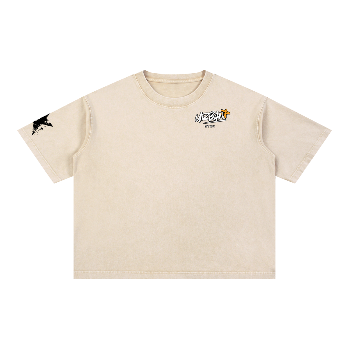 UrbanStar Graphic Tech Lotus Art Mineral Wash Boxy Cotton T-Shirt